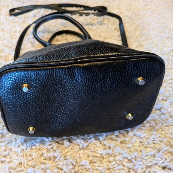 Vintage Nine West Black Handbag Crossbody Bag Black Pebble Leather Made In Italy - Picture 2 of 8
